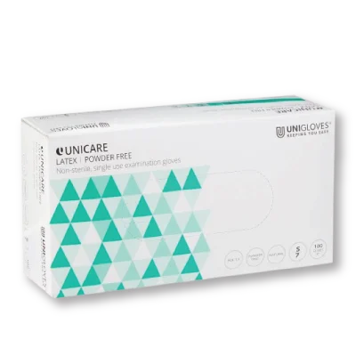 UNICARE LATEX Gloves; Unigloves (1 Carton)-10 packs -Non-Sterile, Ambidextrous, Single-Use