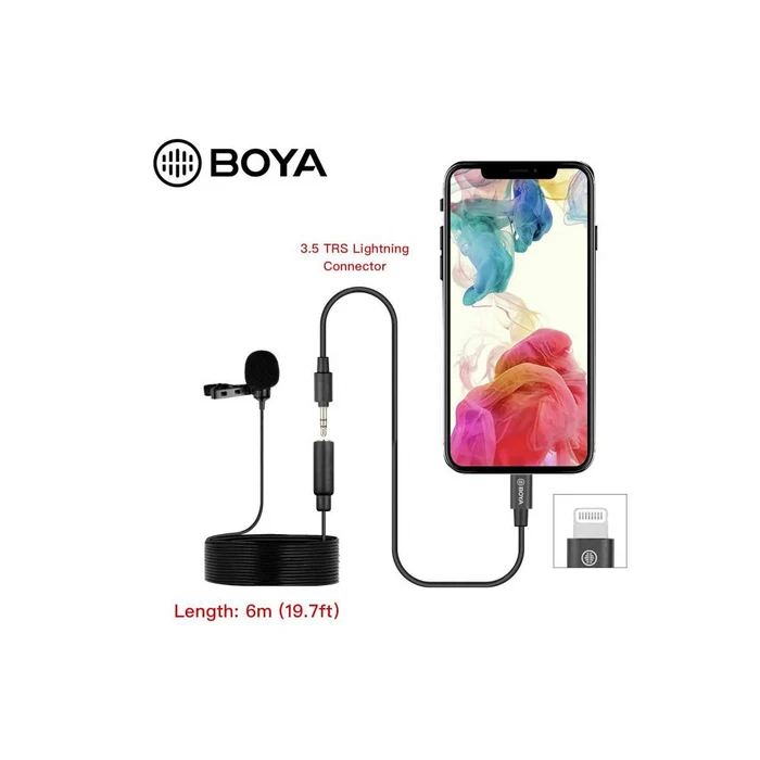 BOYA BY-M2 Digital Omnidirectional Lavalier Microphone with Detachable Lightning Cable (iOS) for iPhone, iPAD, iPOD