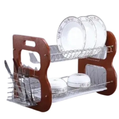 2-Tier Wooden Dish/ Plate Rack