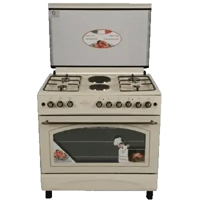 Royal Luxury Series Gas Cooker | Cream Colour | 4 Gas + 2 Hotplate Cooker | Gas Oven+Gas Grill | RPG6942CC