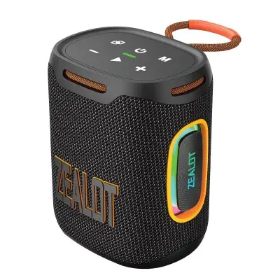 Zealot S122 25W Bluetooth Portable Speaker 6000mAh Waterproof IPX6 Wireless Subwoofer Booming Bass Loud Stereo Boombox Colorful RGB Light Connect with Smartphone